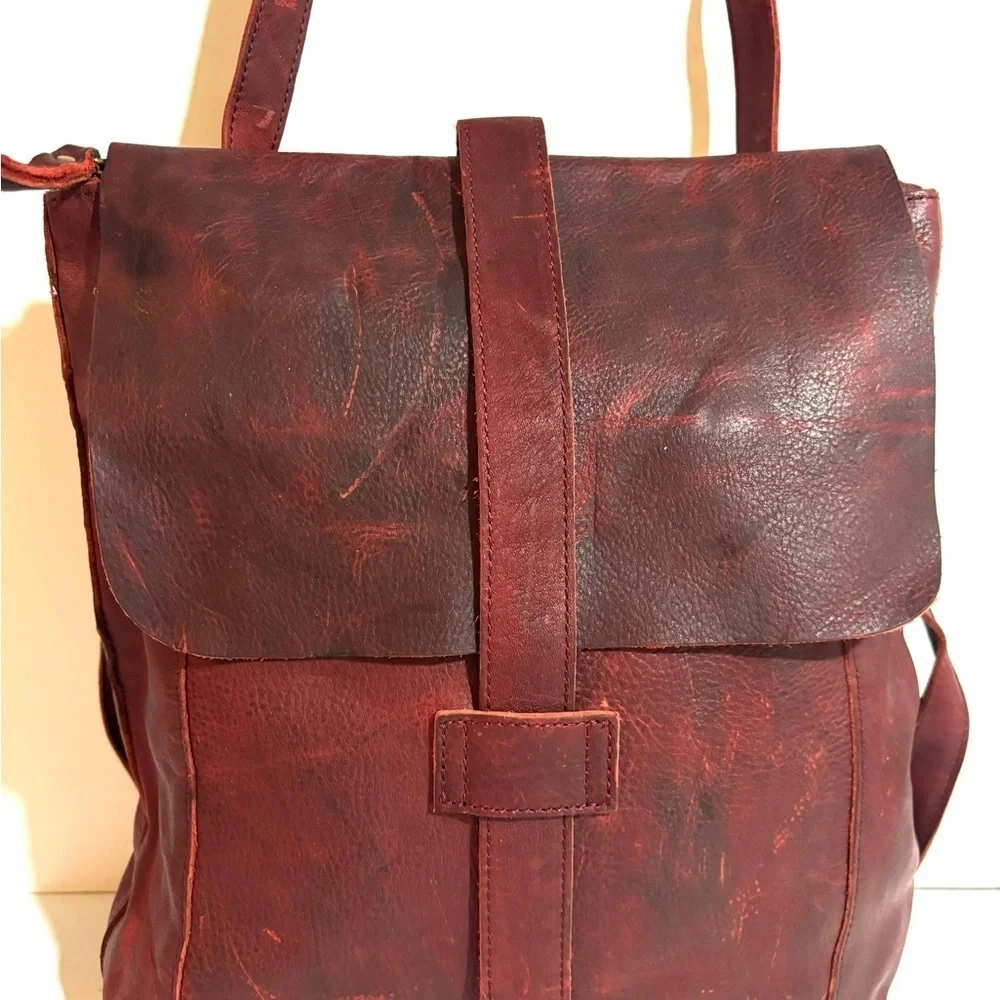 Handmade vintage unisex Elegant Burgundy distressed Leather Crossbody Bag